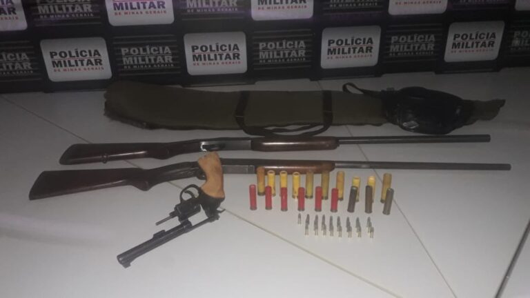 Polícia Militar apreende três armas de fogo na zona rural de Ituiutaba (MG); três caçadores foram detidos