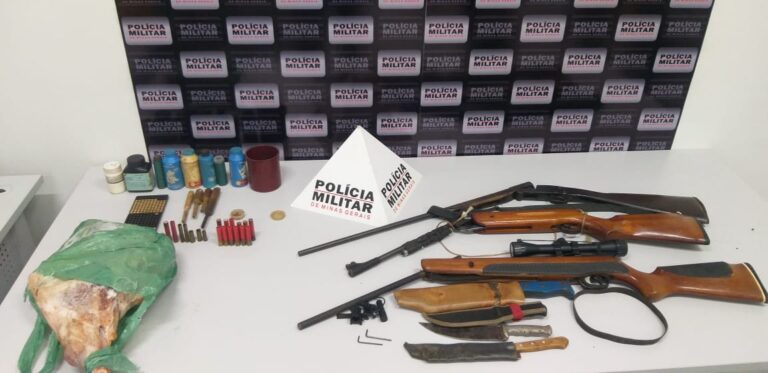 Caçador é preso por porte ilegal de arma de fogo em Cachoeira Dourada de Minas