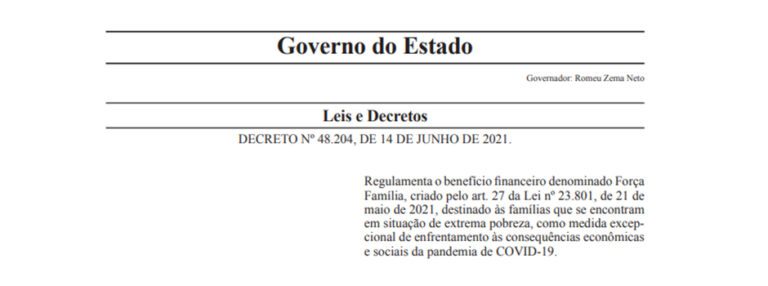 Governo de Minas regulamenta auxílio para população em extrema pobreza