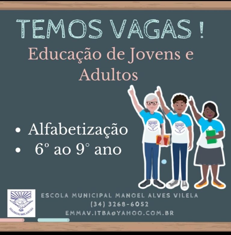 EMMAV abre vagas para Educação de Jovens e Adultos