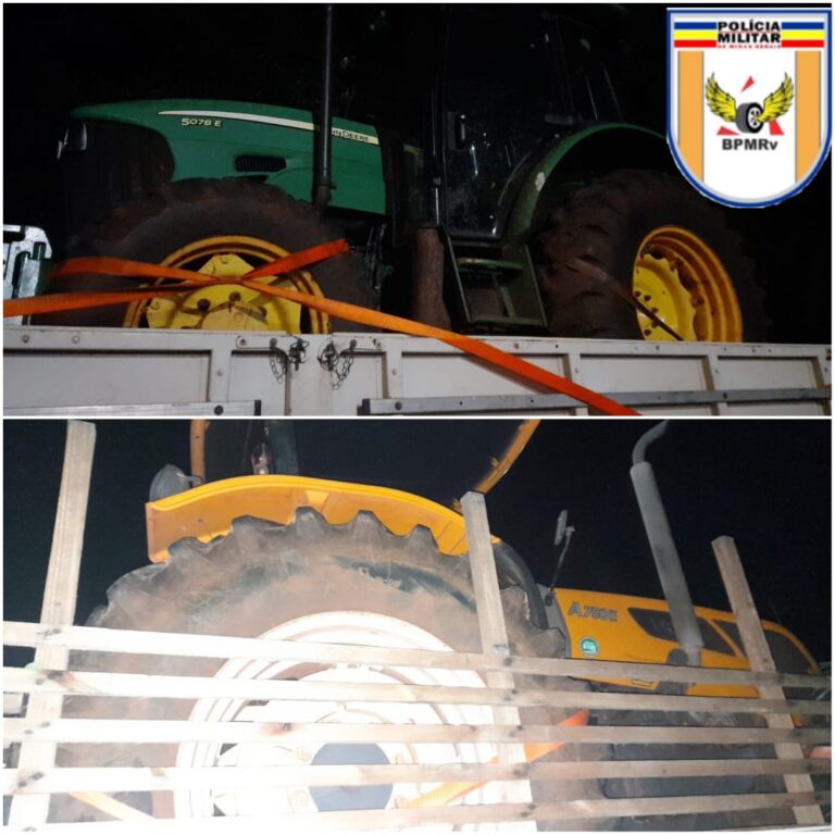 Motorista é preso na MGC 497 transportando trator roubado em Uberaba