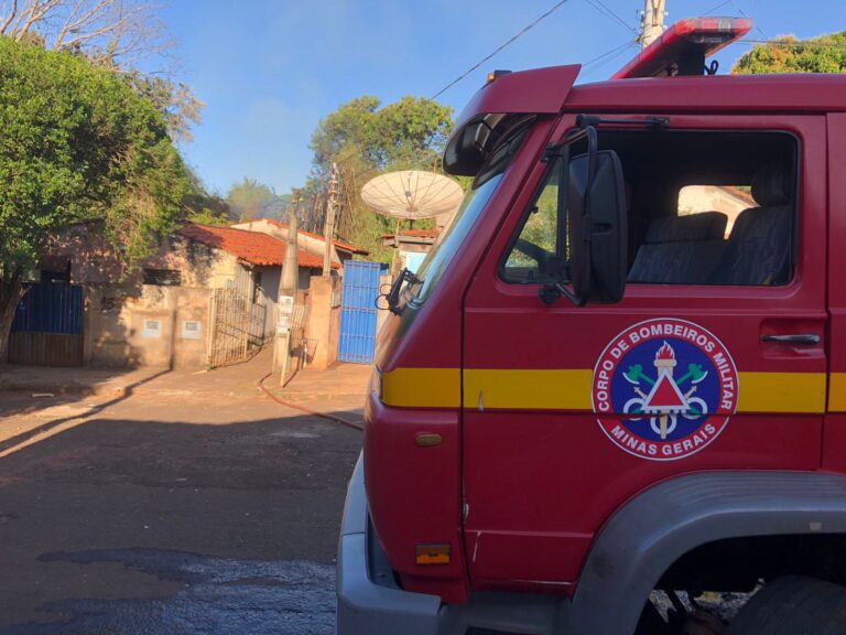 CBMMG combate incêndio em bambuzal, em Ituiutaba