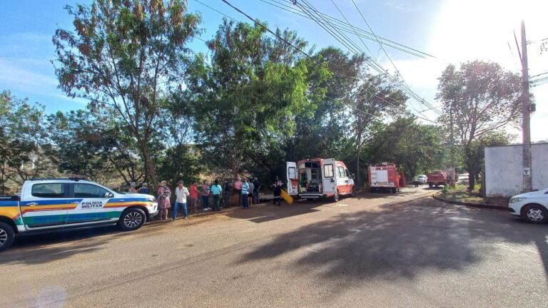 Caminhão perde freio e cai na margem de córrego, em Ituiutaba