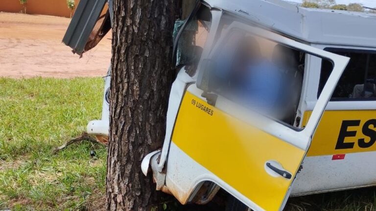 Grave acidente com Kombi escolar em Santa Vitória deixa 7 feridos