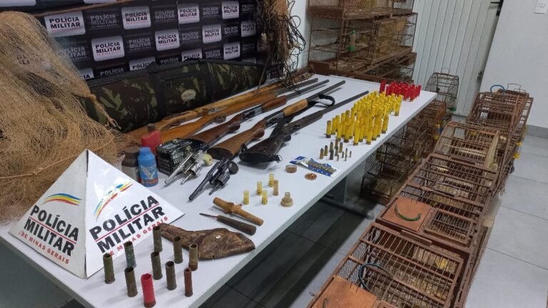 Polícia de Meio Ambiente prende 3 indivíduos e apreende 7 amas de fogo, em Ituiutaba