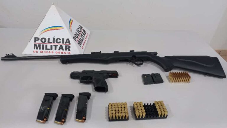 PM de Meio Ambiente apreende armas de fogo na região do Ribeirão dos Patos, em Santa Vitória