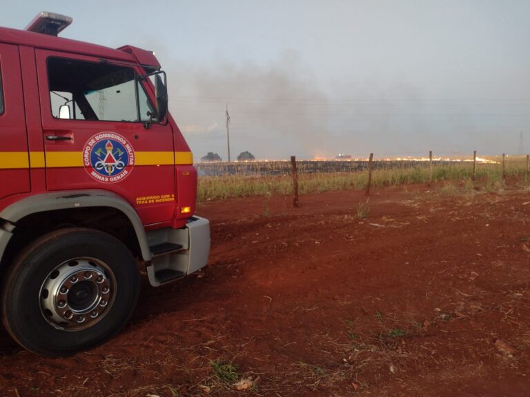 CBMMG combate incêndio em roça de Milho no Bairro Bela Vista, em Ituiutaba