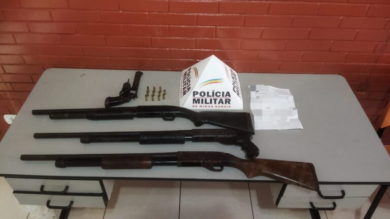 Após receber denúncia, PM prende homem e apreende várias armas de fogo na área rural de Gurinhatã (MG)
