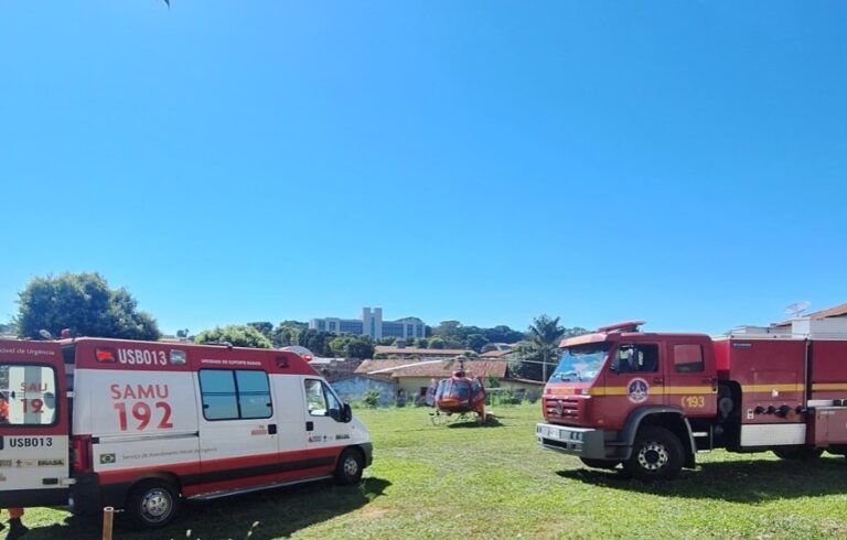 Helicóptero Arcanjo do CBMMG transfere paciente de Ituiutaba para Uberlândia
