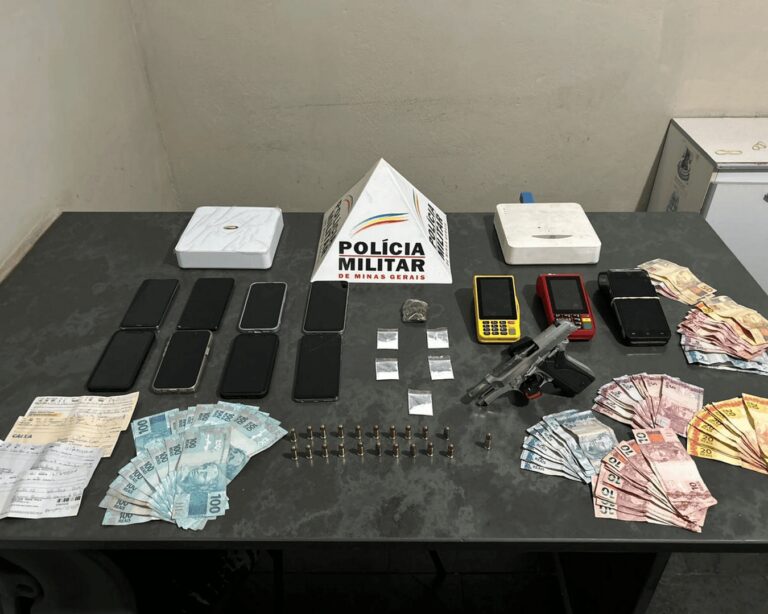 Polícia Militar realiza prisões por tráfico de drogas, posse ilegal de arma de fogo e corrupção de menores no município de Prata (MG)
