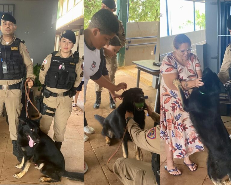 ROCCA visita Escola CAIC em Ituiutaba e realiza demonstração com cão policial Odin