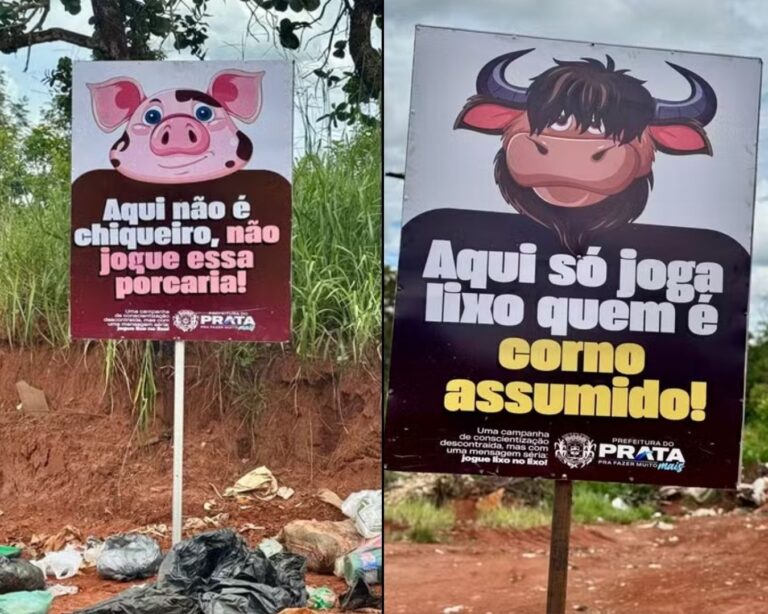 “Corno” e “porco”: Prefeitura do Prata usa humor para combater descarte irregular de lixo