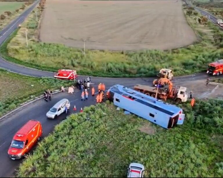 Duas crianças morrem em capotamento de ônibus na MG-223, próximo a Araguari