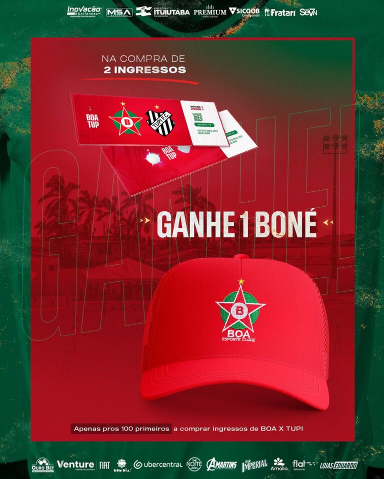 Boa Esporte dá boné oficial aos 100 primeiros torcedores que comprarem 2 ingressos