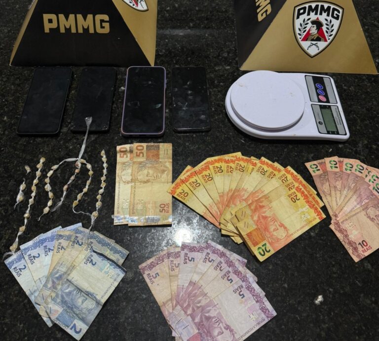 Polícia Militar prende grupo de quatro pessoas por suspeita de tráfico de drogas no Prata (MG)