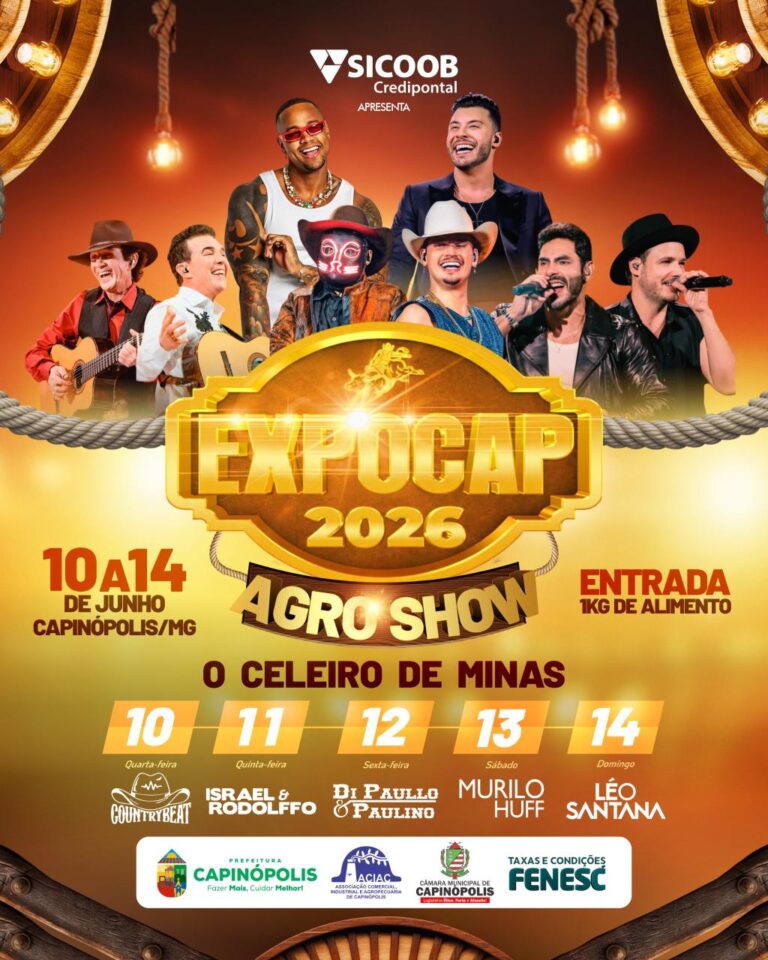 Expocap 2026 anuncia grandes atrações e confirma shows de Murilo Huff, Léo Santana e mais artistas