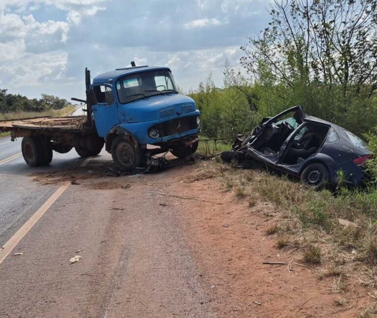 Idoso de 69 anos fica ferido após acidente entre carro e caminhão na BR-146, em Perdizes (MG)