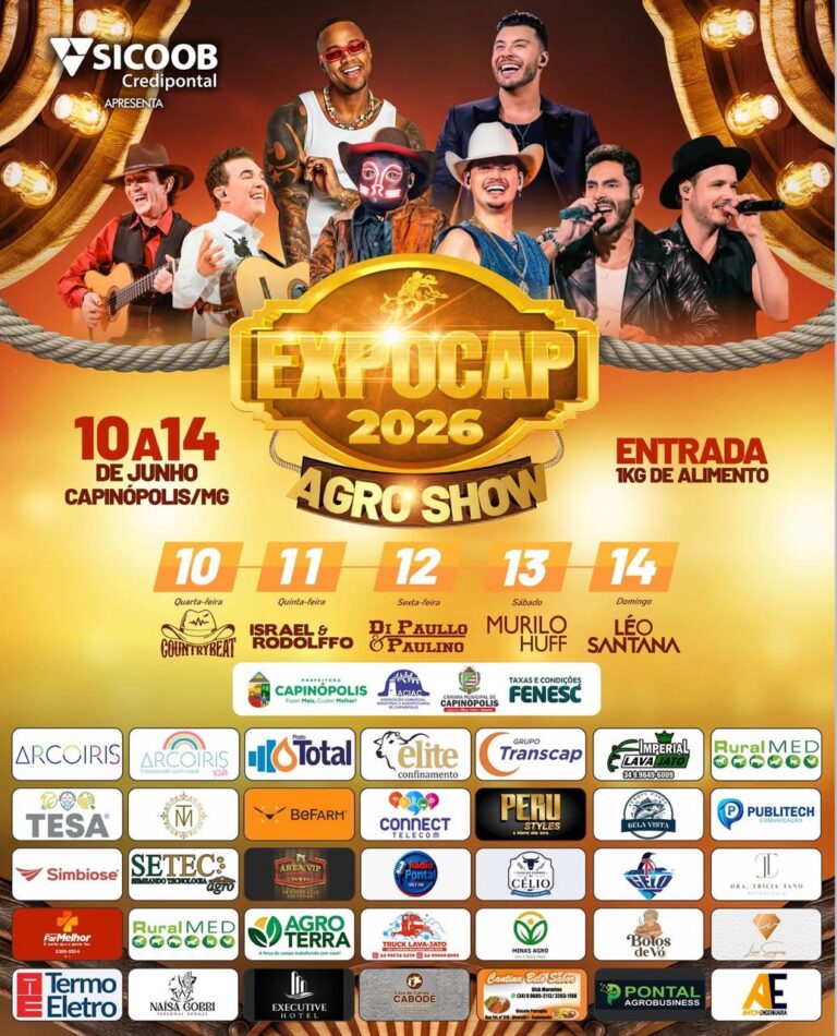 Expocap 2026: show do CountryBeat nesta quarta (10) abre a programação do evento em Capinópolis