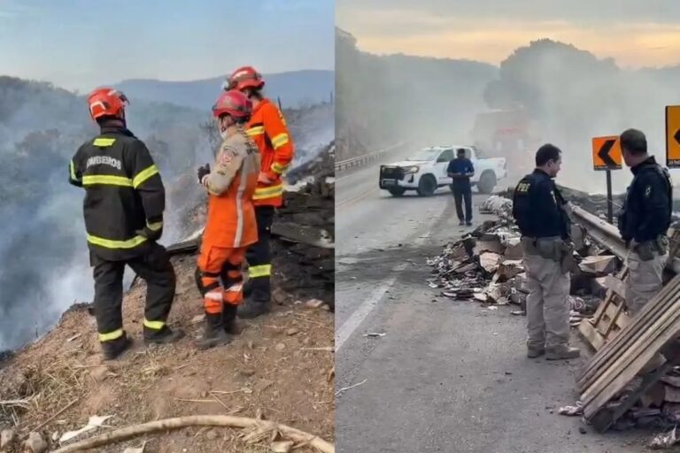Motorista de Ituiutaba morre após carreta cair em ribanceira e pegar fogo na BR-070, em Mato Grosso