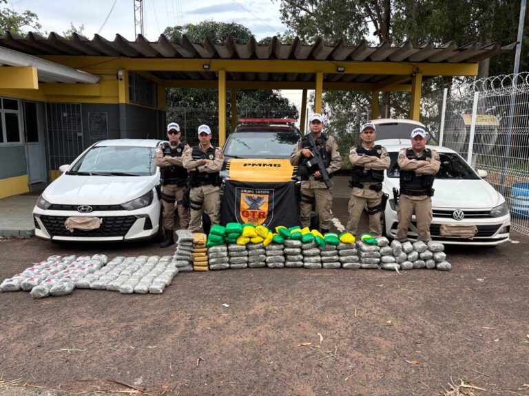 PMRv prende quatro pessoas e apreende 174 pacotes de skank avaliados em R$ 1,5 milhão na MGC-497, em Uberlândia